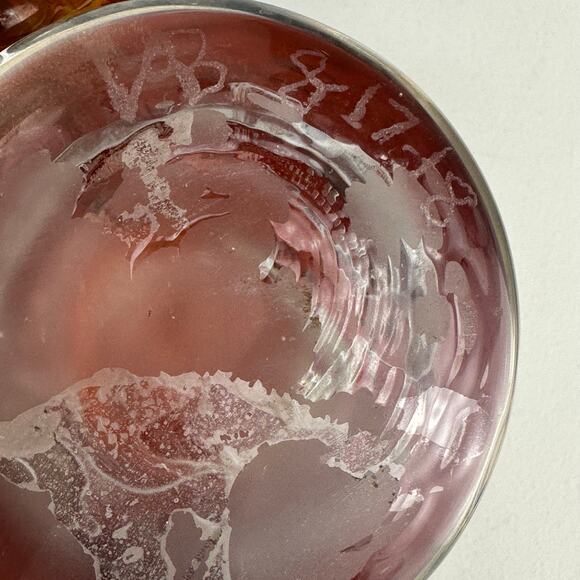 Studio Art Glass Vase Amber Swirl Applied Ribbon Abstract Signed vAB Modern 2018 - Picture 11 of 11